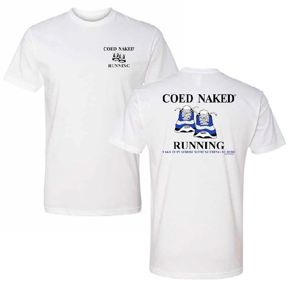 Coed Naked Running Men’s T-Shirt New - Picture 1 of 2